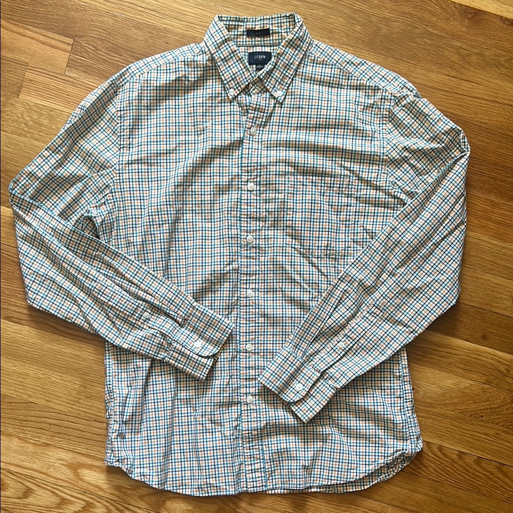 J. Crew Blue and Orange Casual Button Down Shirt